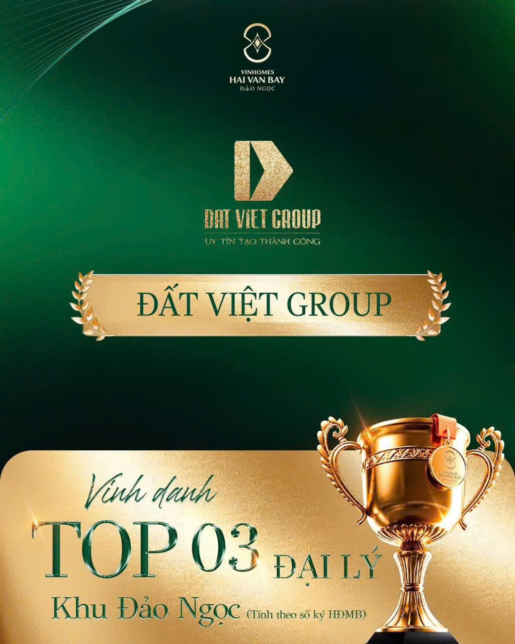 🏆 VINH DANH ĐẤT VIỆT GROUP – TOP 03 ĐẠI LÝ XUẤT SẮC KHU ĐẢO NGỌC VINHOMES HẢI VÂN BAY 🏆